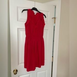 Loft Petite Red Silk Dress